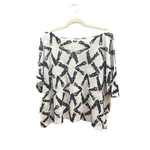 LOFT Black & White Abstract Knit Pullover